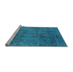 Sideview of Machine Washable Oriental Light Blue Industrial Rug, wshurb2689lblu
