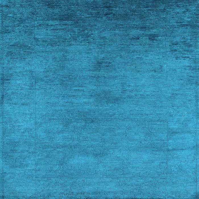Square Machine Washable Oriental Light Blue Industrial Rug, wshurb2690lblu