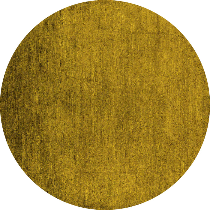 Round Machine Washable Oriental Yellow Industrial Rug, wshurb2690yw