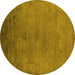 Round Machine Washable Oriental Yellow Industrial Rug, wshurb2690yw