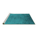 Sideview of Machine Washable Oriental Turquoise Industrial Area Rugs, wshurb2690turq