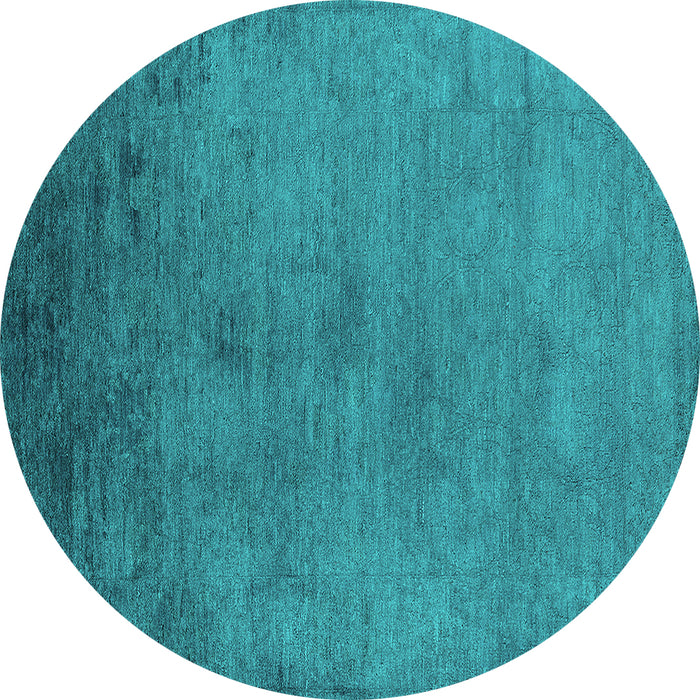 Round Machine Washable Oriental Turquoise Industrial Area Rugs, wshurb2690turq