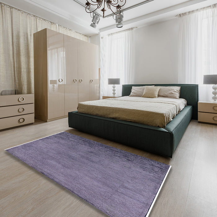 Mid-Century Modern Purple Oriental Rug in a Bedroom, urb2690