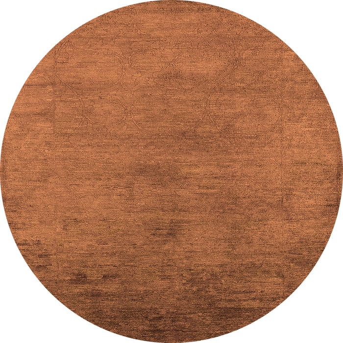 Round Machine Washable Oriental Orange Industrial Area Rugs, wshurb2690org