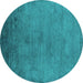 Round Oriental Turquoise Industrial Rug, urb2690turq