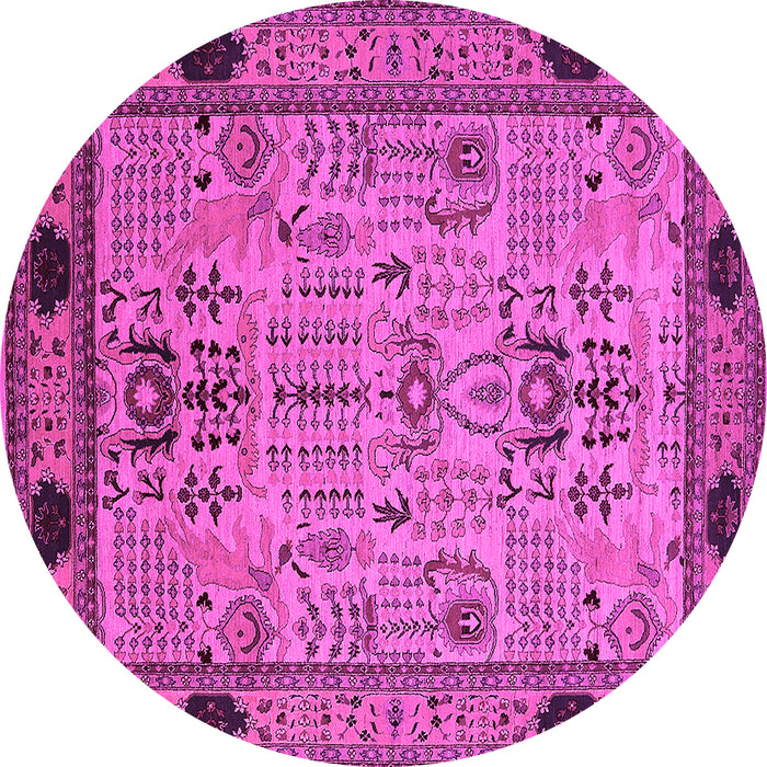 Round Machine Washable Oriental Pink Traditional Rug, wshurb2691pnk