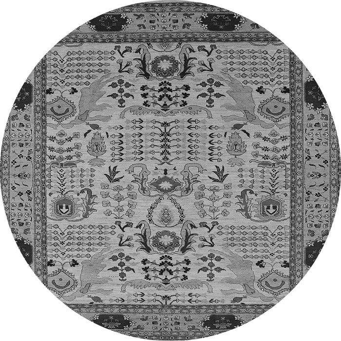 Round Oriental Gray Traditional Rug, urb2691gry