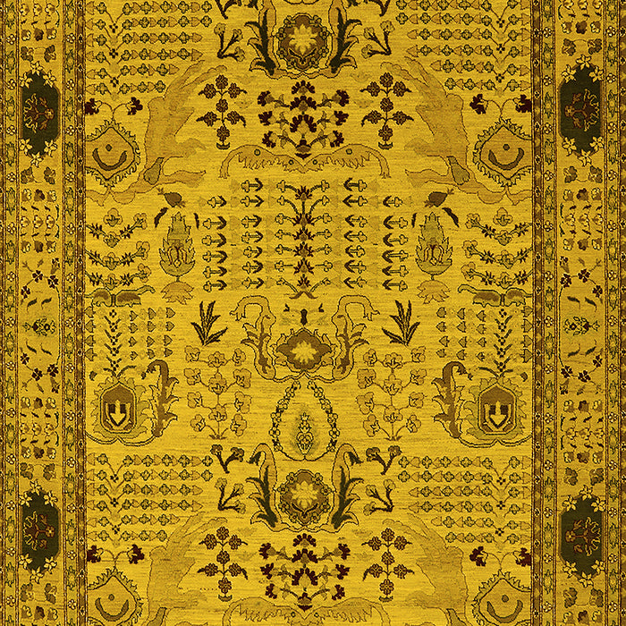 Machine Washable Oriental Yellow Traditional Rug, wshurb2691yw