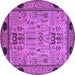 Round Machine Washable Oriental Purple Traditional Area Rugs, wshurb2691pur