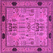 Square Machine Washable Oriental Pink Traditional Rug, wshurb2691pnk