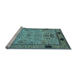 Sideview of Machine Washable Oriental Light Blue Traditional Rug, wshurb2691lblu