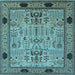 Square Machine Washable Oriental Light Blue Traditional Rug, wshurb2691lblu