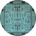 Round Oriental Light Blue Traditional Rug, urb2691lblu