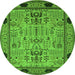 Round Oriental Green Traditional Rug, urb2691grn