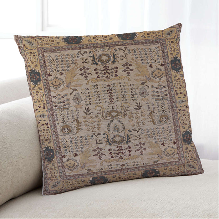 Lifestyle Image of Mid-Century Modern Urban Square Sepia Brown Throw Pillow, 18 inch by 18 inch, pwurb2691