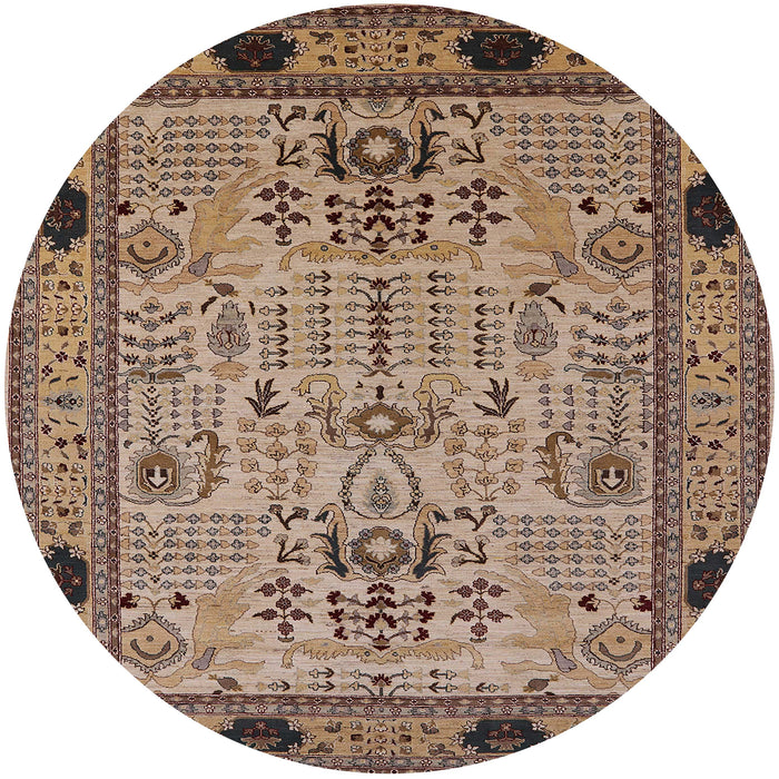 Round Mid-Century Modern Reddish Brown Oriental Rug, urb2691