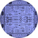 Round Oriental Blue Traditional Rug, urb2691blu