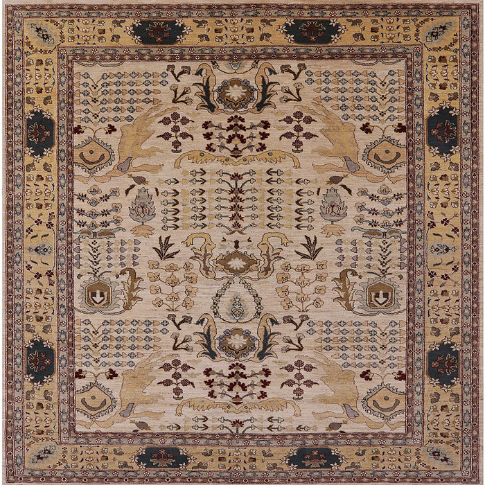 Square Mid-Century Modern Reddish Brown Oriental Rug, urb2691