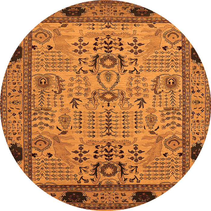 Round Oriental Orange Traditional Rug, urb2691org