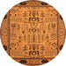 Round Oriental Orange Traditional Rug, urb2691org