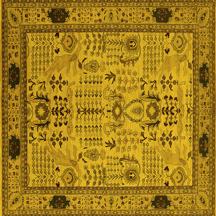 Square Oriental Yellow Traditional Rug, urb2691yw
