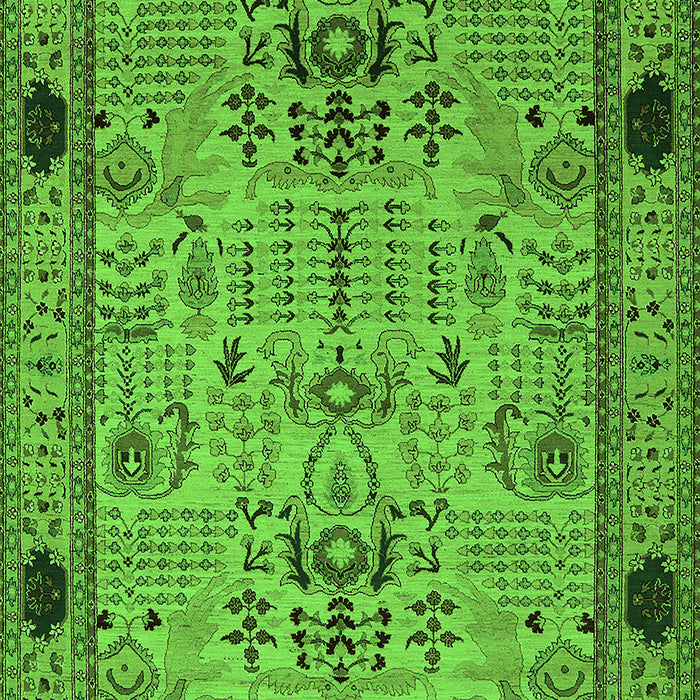 Machine Washable Oriental Green Traditional Area Rugs, wshurb2691grn
