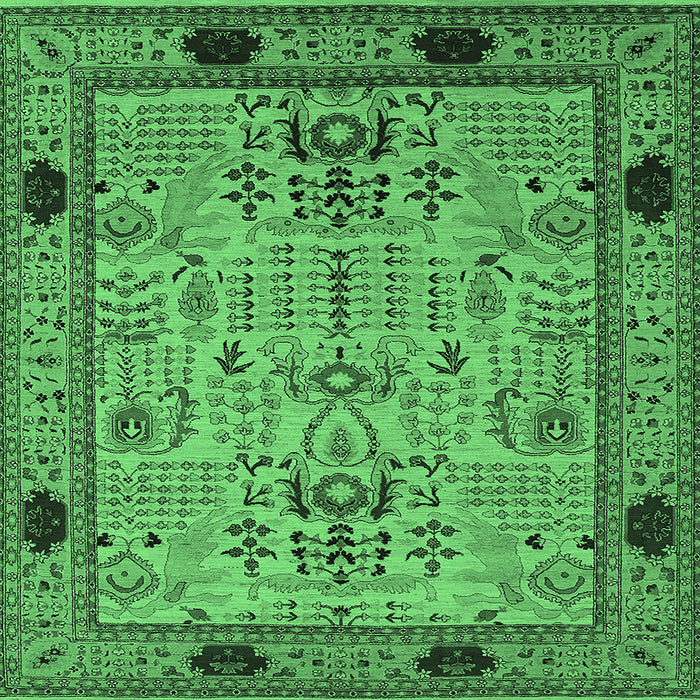 Square Machine Washable Oriental Emerald Green Traditional Area Rugs, wshurb2691emgrn