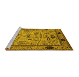 Sideview of Machine Washable Oriental Yellow Traditional Rug, wshurb2691yw
