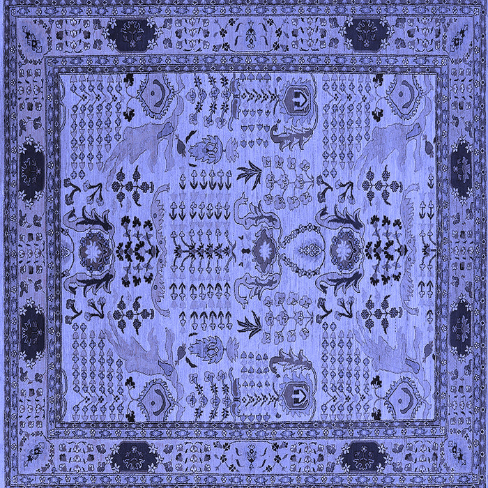 Square Machine Washable Oriental Blue Traditional Rug, wshurb2691blu