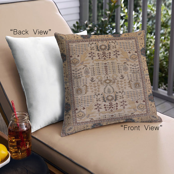 Front View of Mid-Century Modern Urban Square Sepia Brown Throw Pillow, 18 inch by 18 inch, pwurb2691