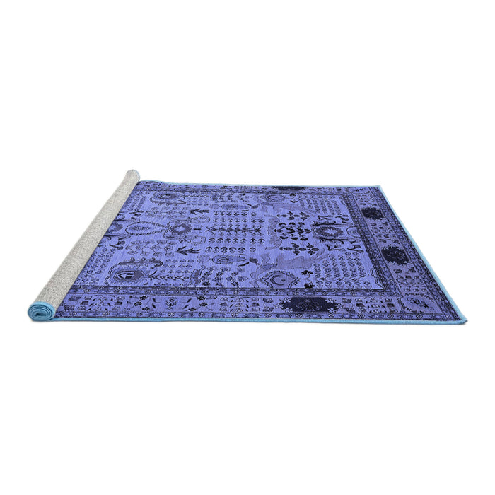 Sideview of Machine Washable Oriental Blue Traditional Rug, wshurb2691blu