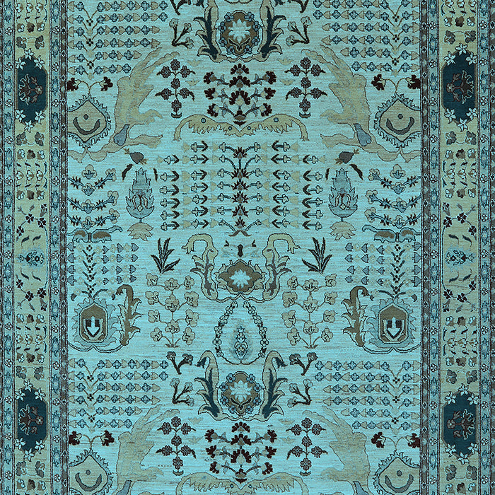 Machine Washable Oriental Light Blue Traditional Rug, wshurb2691lblu
