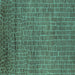 Square Machine Washable Oriental Turquoise Industrial Area Rugs, wshurb2692turq