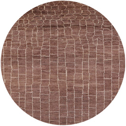 Round Machine Washable Industrial Modern Dark Sienna Brown Rug, wshurb2692
