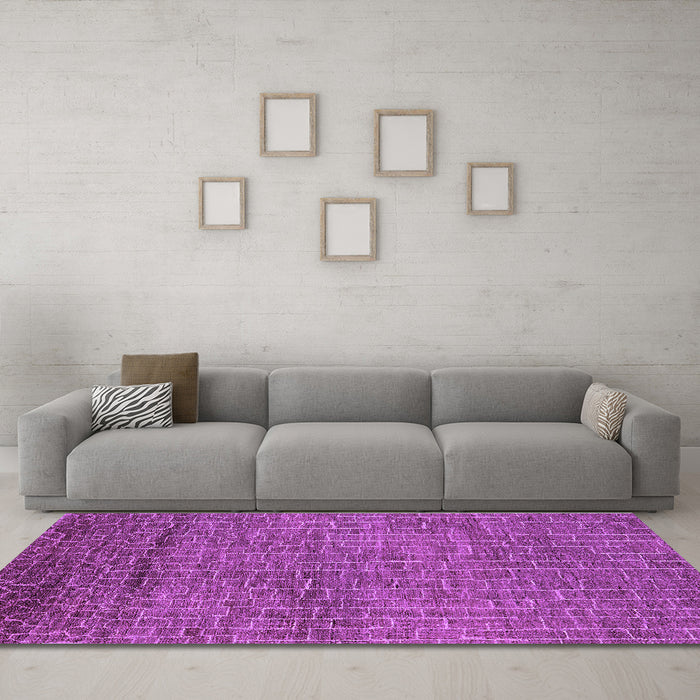 Machine Washable Oriental Purple Industrial Area Rugs in a Living Room, wshurb2692pur