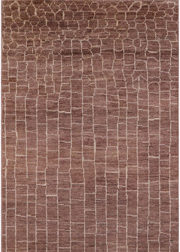 Mid-Century Modern Dark Sienna Brown Oriental Rug, urb2692