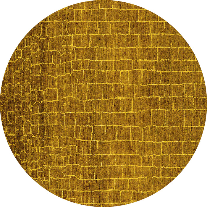 Round Machine Washable Oriental Yellow Industrial Rug, wshurb2692yw