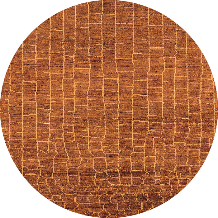 Round Machine Washable Oriental Orange Industrial Area Rugs, wshurb2692org