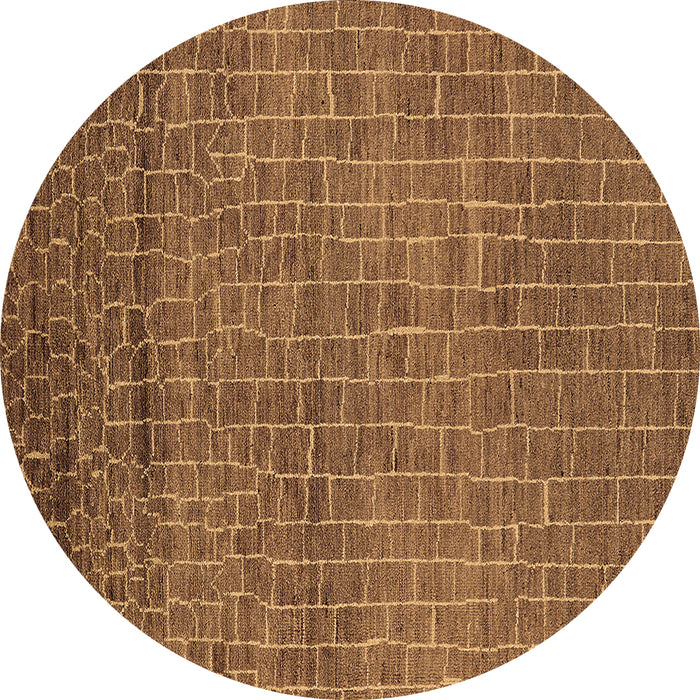 Round Machine Washable Oriental Brown Industrial Rug, wshurb2692brn