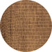 Round Machine Washable Oriental Brown Industrial Rug, wshurb2692brn