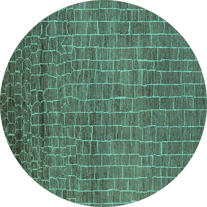 Round Machine Washable Oriental Turquoise Industrial Area Rugs, wshurb2692turq