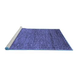 Sideview of Machine Washable Oriental Blue Industrial Rug, wshurb2692blu