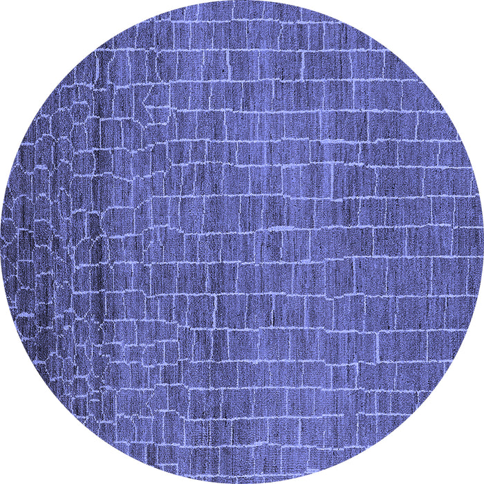 Round Machine Washable Oriental Blue Industrial Rug, wshurb2692blu