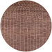 Round Mid-Century Modern Dark Sienna Brown Oriental Rug, urb2692