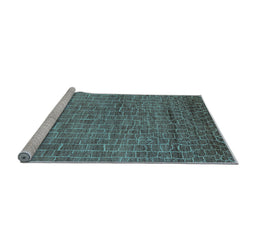Sideview of Machine Washable Oriental Light Blue Industrial Rug, wshurb2692lblu