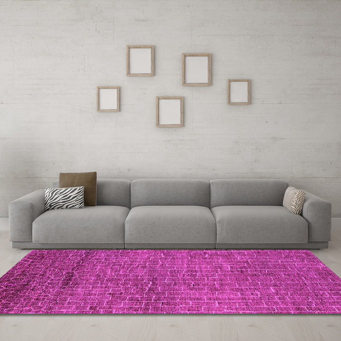 Machine Washable Oriental Pink Industrial Rug in a Living Room, wshurb2692pnk