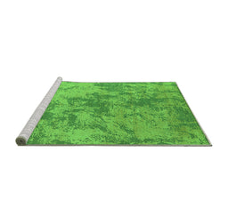 Sideview of Machine Washable Oriental Green Industrial Area Rugs, wshurb2693grn