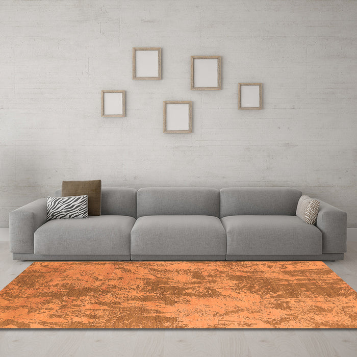 Machine Washable Oriental Orange Industrial Area Rugs in a Living Room, wshurb2693org