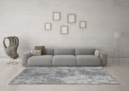 Machine Washable Oriental Gray Industrial Rug in a Living Room,, wshurb2693gry