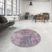 Round Machine Washable Industrial Modern Pastel Violet Purple Rug in a Office, wshurb2693